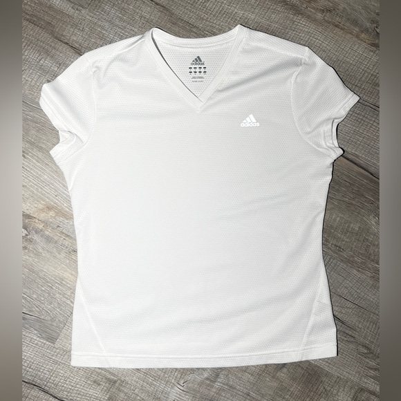 Adidas White V-Neck Performance Shirt - Women’s Size 14 - Picture 2 of 4